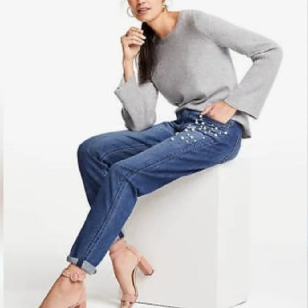 Ann Taylor Blue Embellished Women Jeans